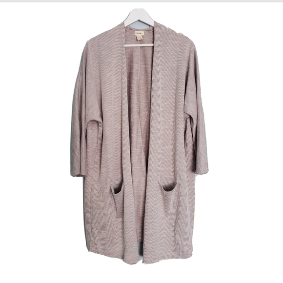 Donni Sandwash Gray Striped Cardigan Topper One Size - Picture 2 of 5